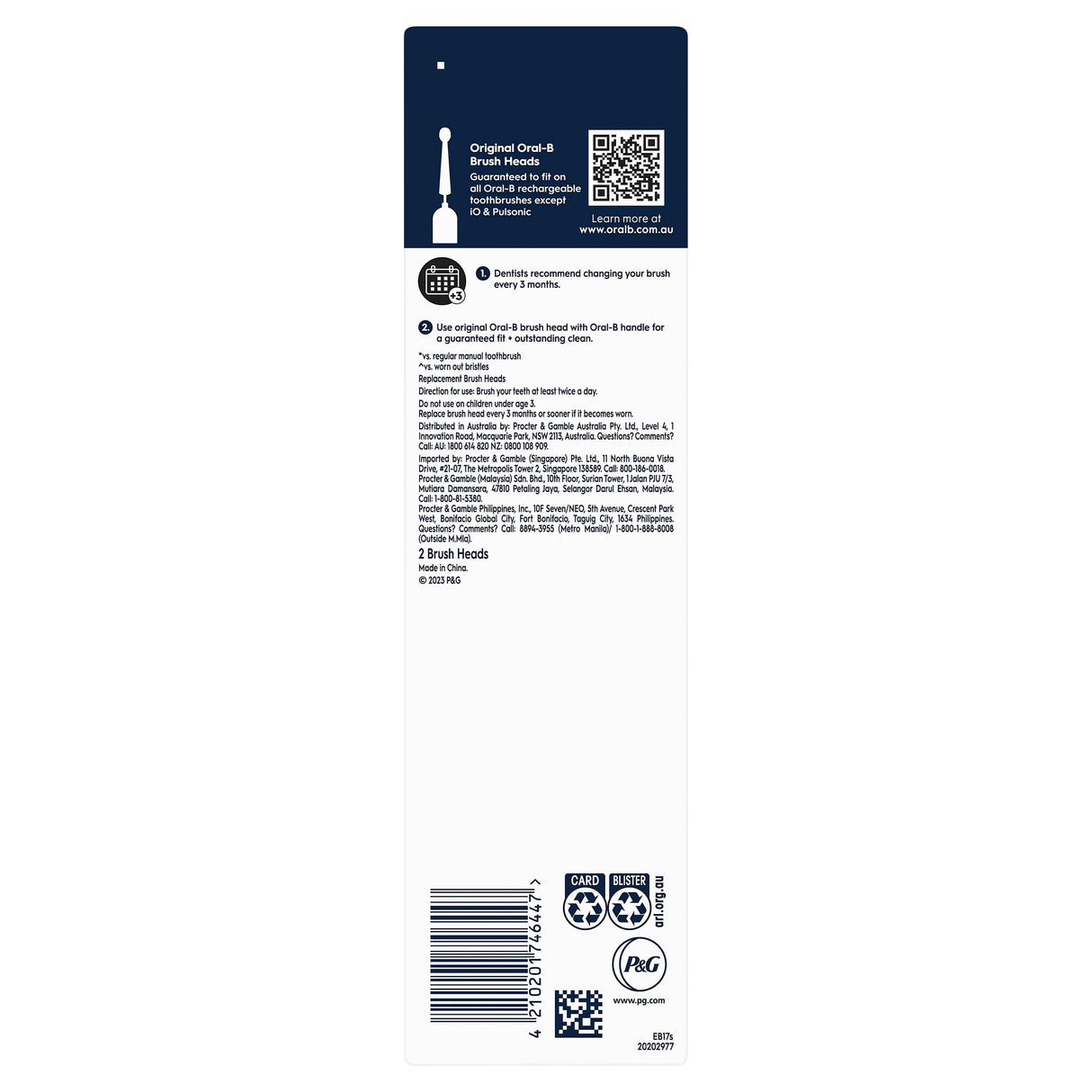 Oral-B Sensitive Clean Replacement Brush Heads 2 Pack