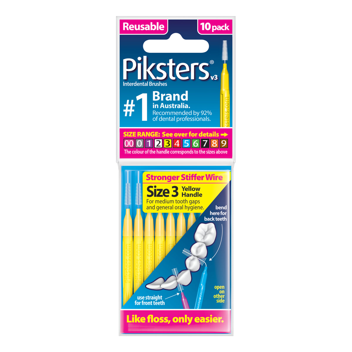Piksters Interdental Brushes Size 3 Yellow 10pk