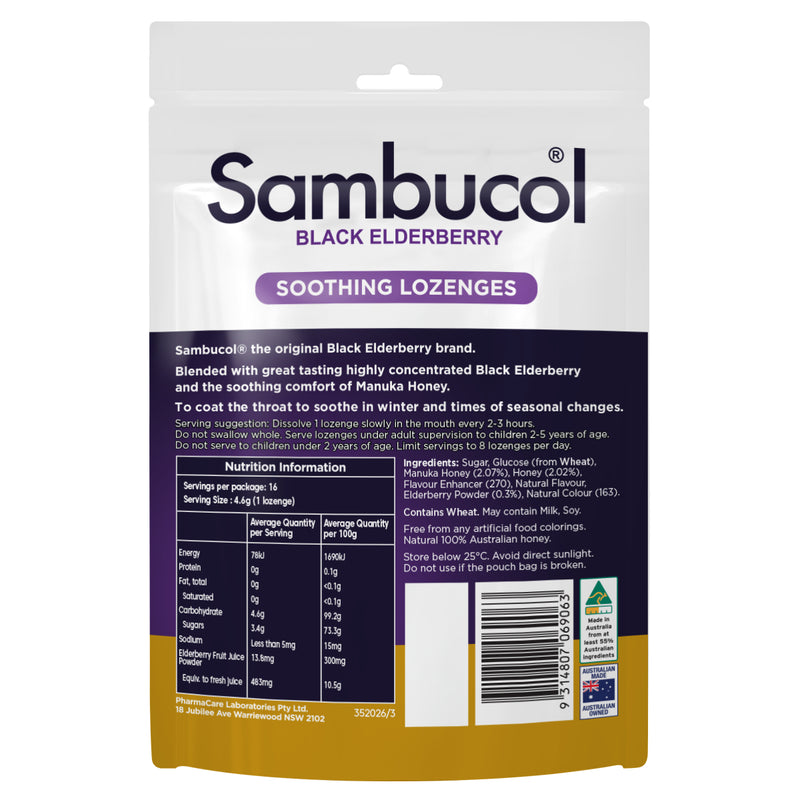Sambucol Soothing Relief Throat Lozenge 16s