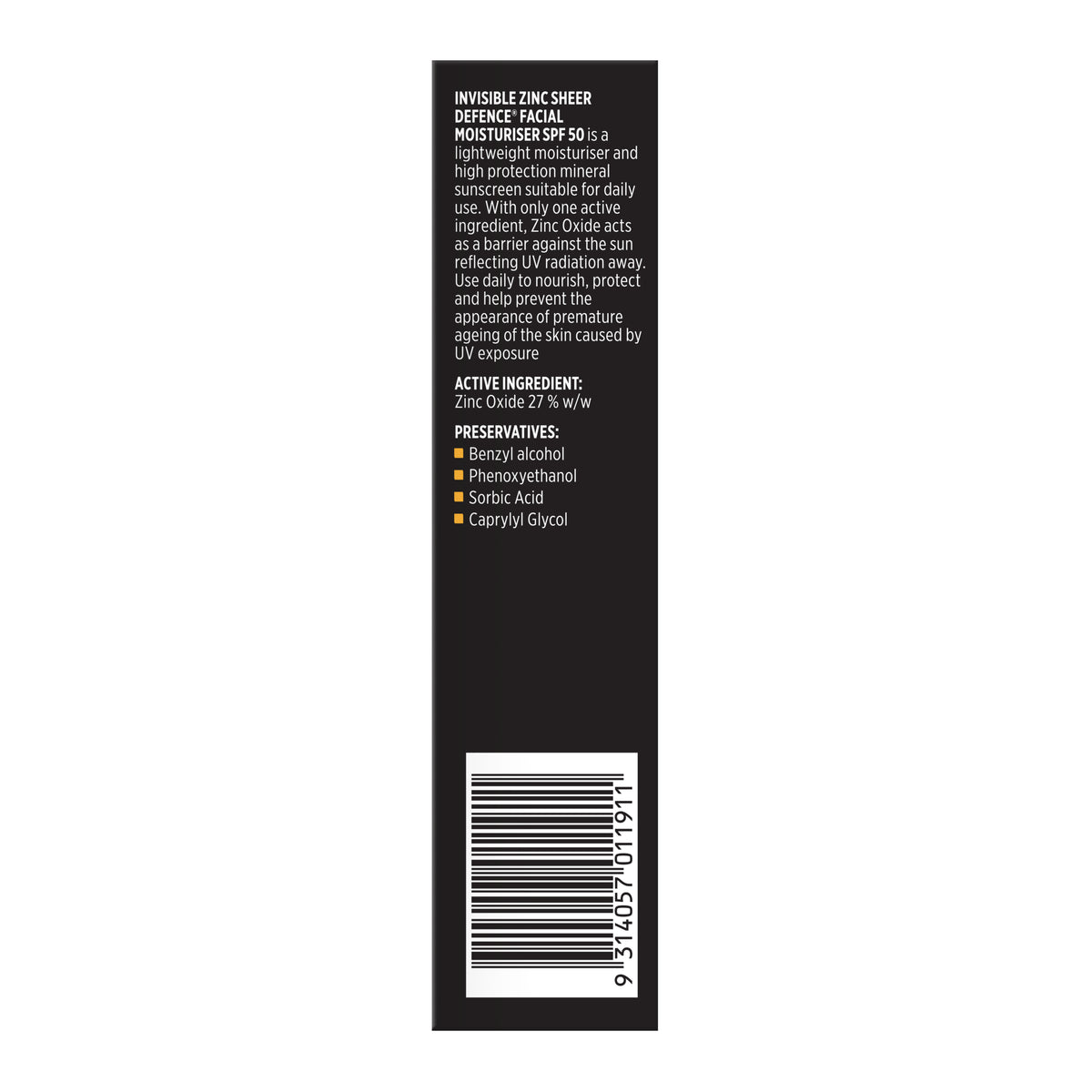 Invisible Zinc Sheer Defence Facial Moisturiser SPF 50 50 g