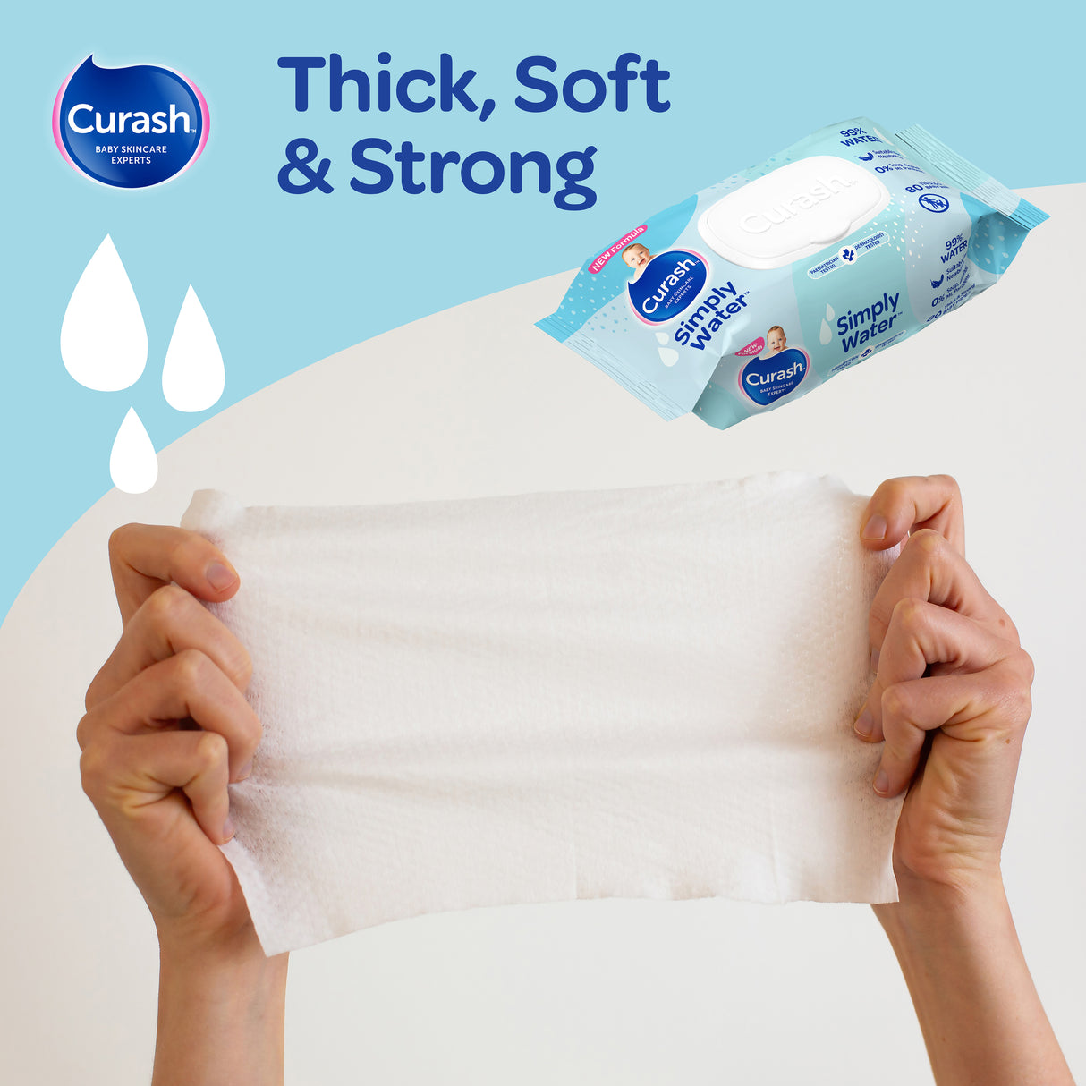Curash Simply Water Wipes 6 x 80 Pack