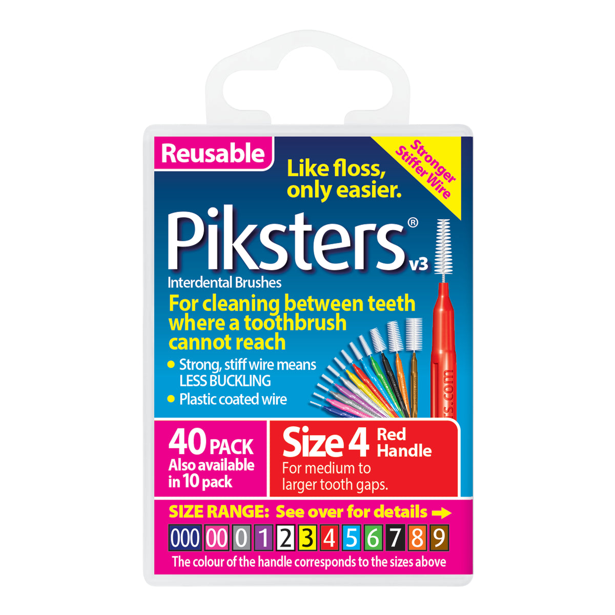 Piksters Interdental Brushes Size 4 Red 40pk