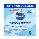 Curash Simply Water Wipes 6 x 80 Pack