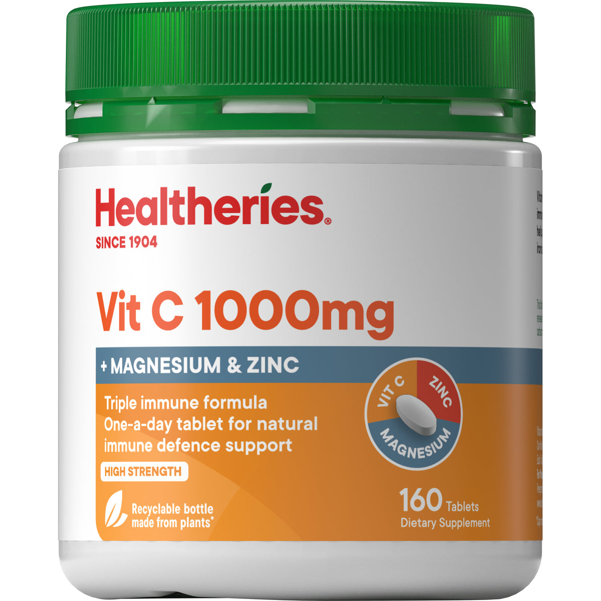 Healtheries Vit C 1,000mg + Magnesium & Zinc 160 Tablets