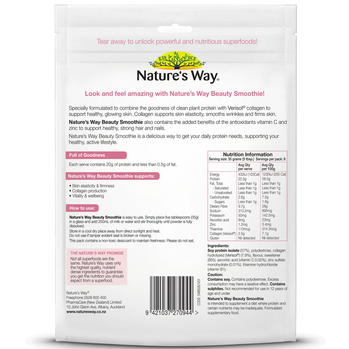 NATURES WAY SF Bty Smoothie Pch 300g