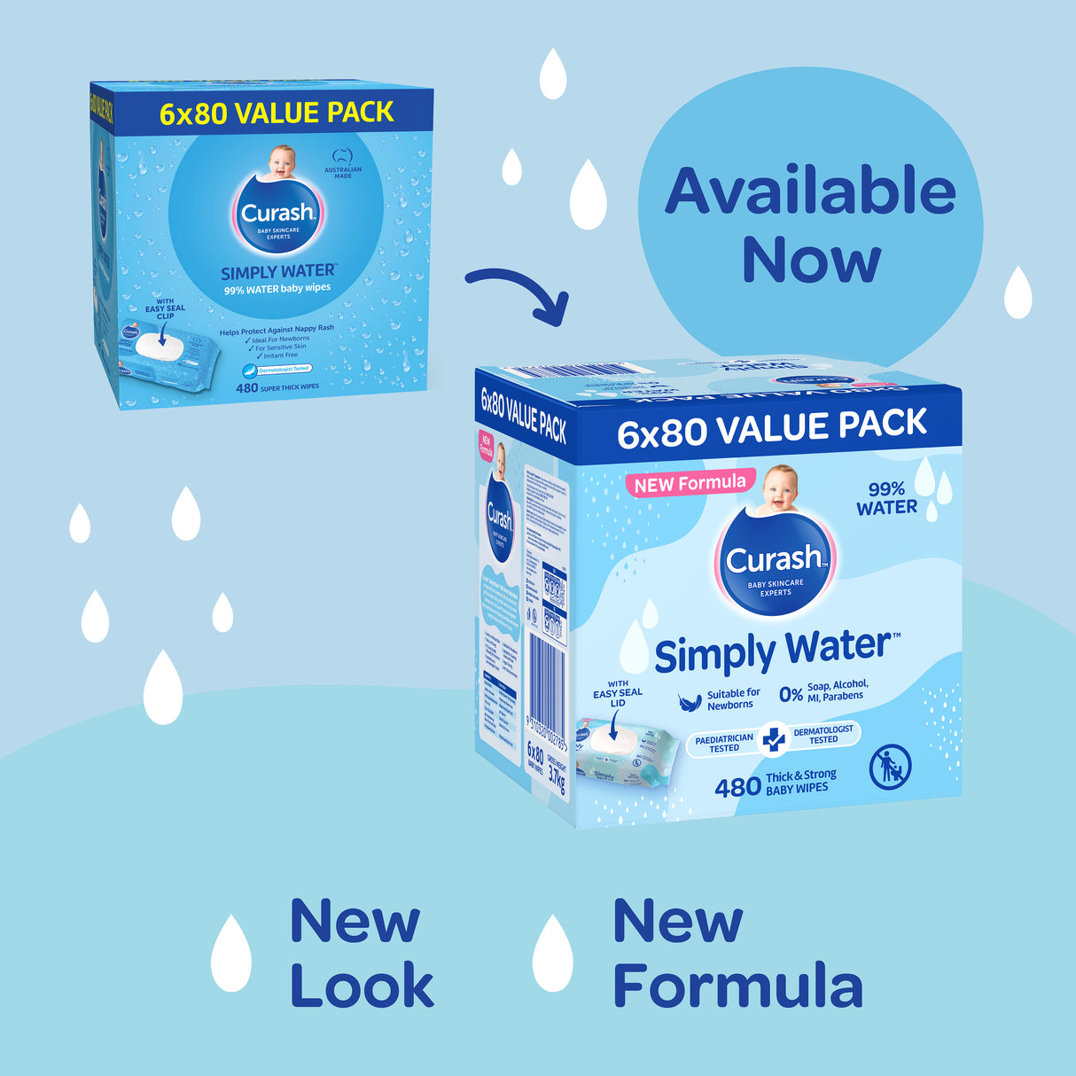 Curash Simply Water Wipes 6 x 80 Pack