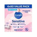 Curash Fragrance Free Baby Wipes 6x80 Pack