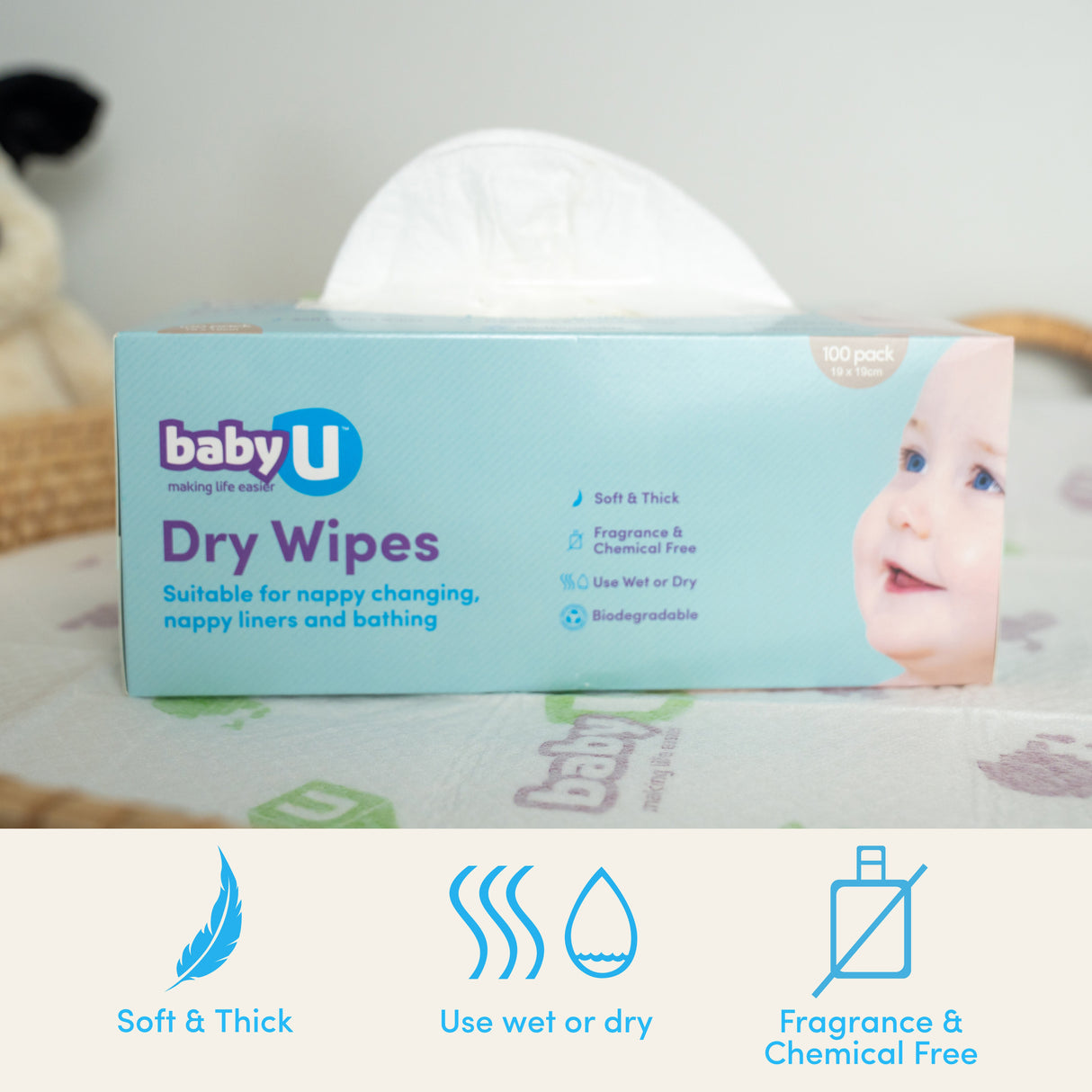 Baby U Dry Wipes 100 Pack