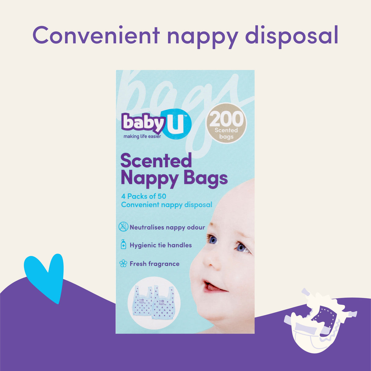 Baby U Nappy Bags 200pk