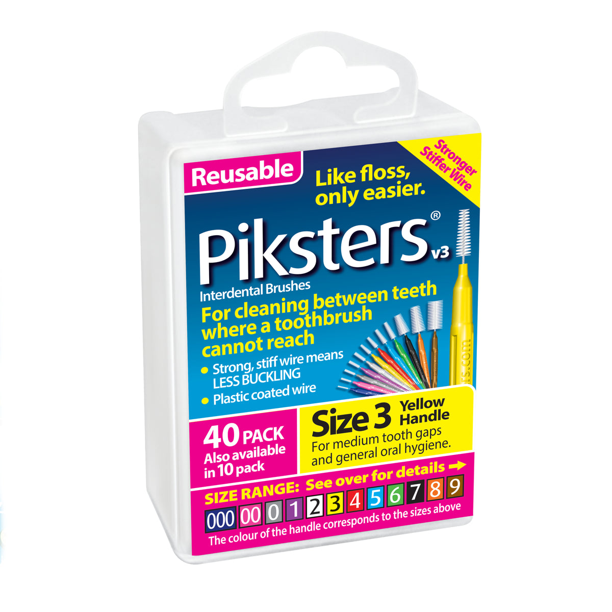 Piksters Interdental Brushes Size 3 Yellow 40pk