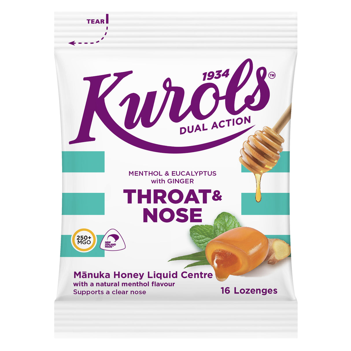 Kurols Dual Action Lozenges Menthol and Gin 16 Lozenges
