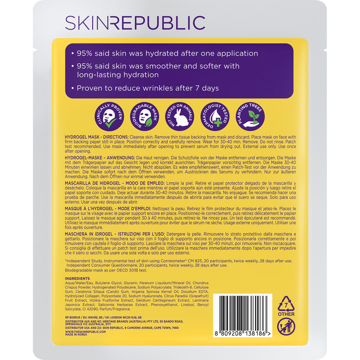 Skin Republic Aqua Collagen Hydrogel Face Mask 25g