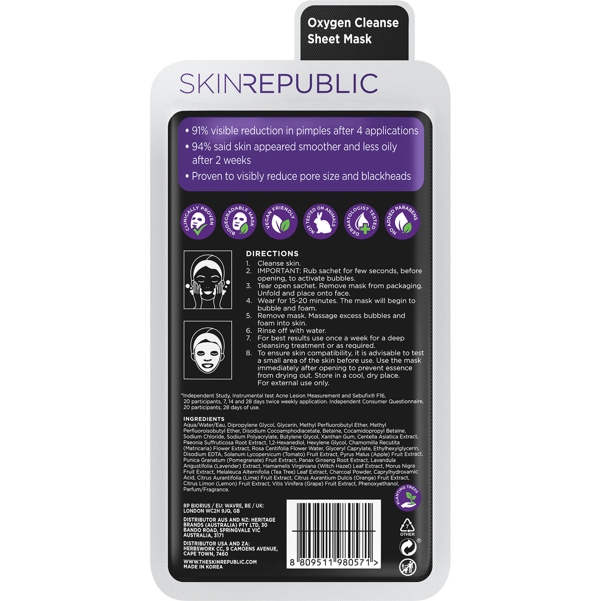 Skin Republic Bubble Purifying Charcoal Face Mask 20ml