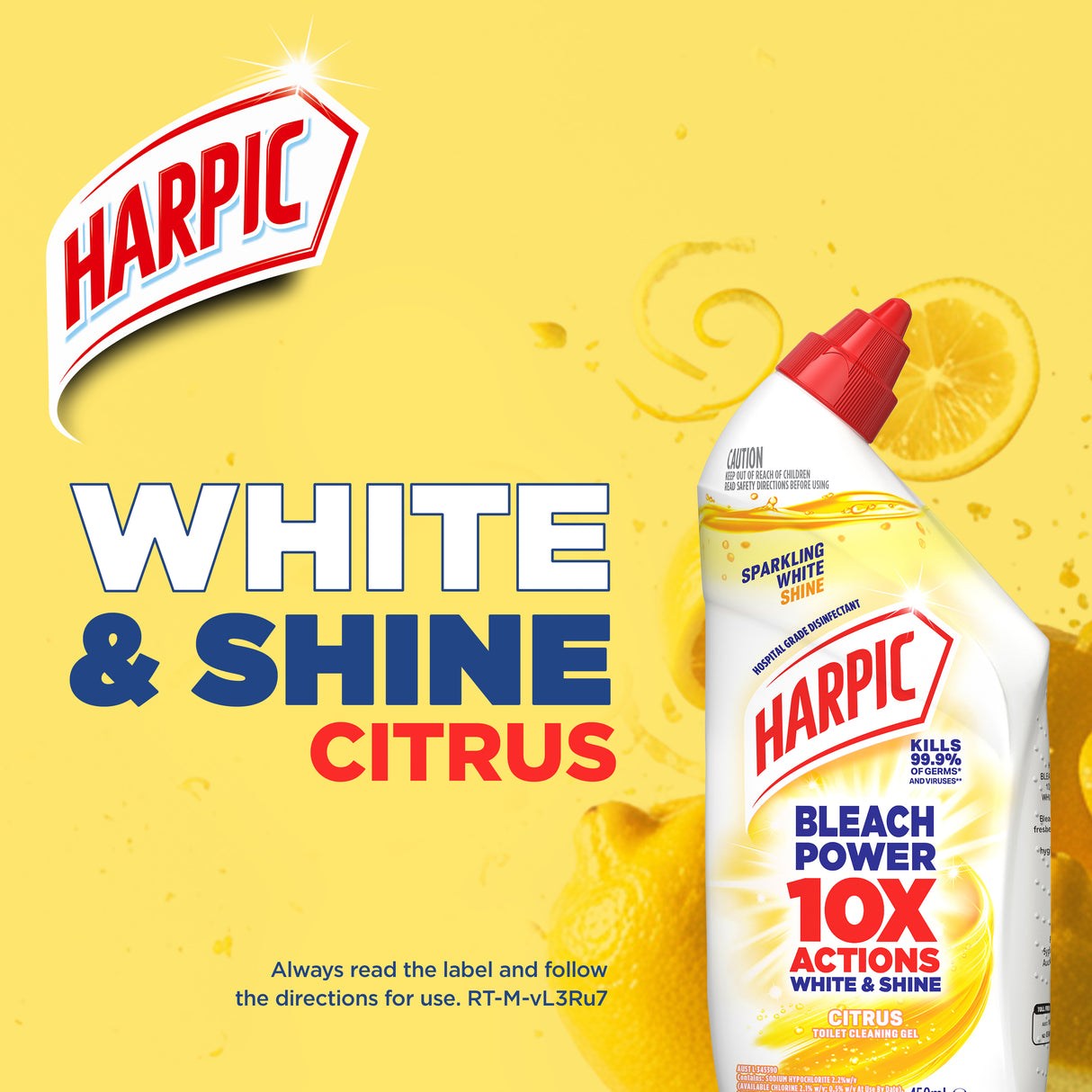 Harpic White & Shine Toilet Cleaner Gel Citrus 450ml