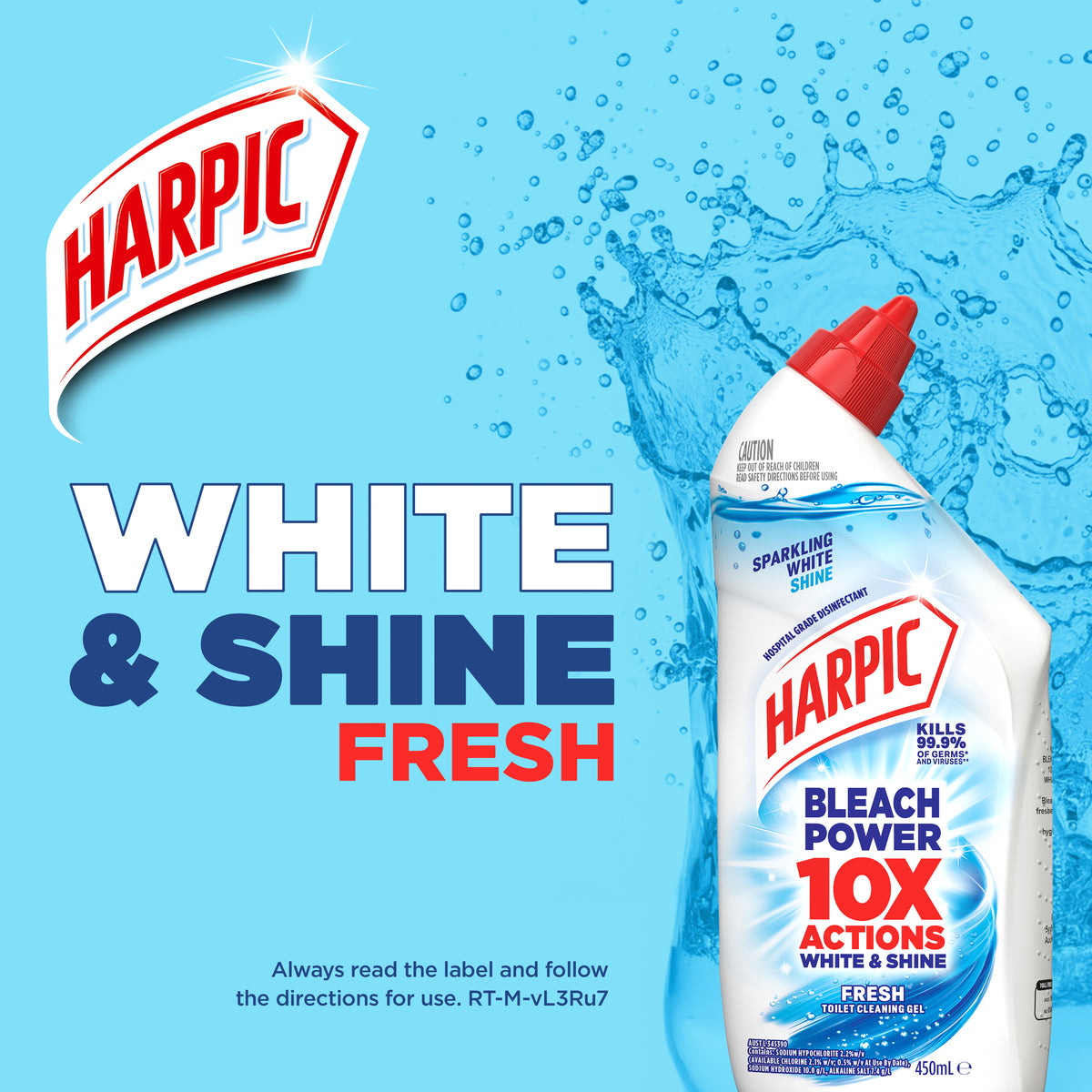 Harpic White & Shine Gel Toilet Cleaner Fresh 450ml