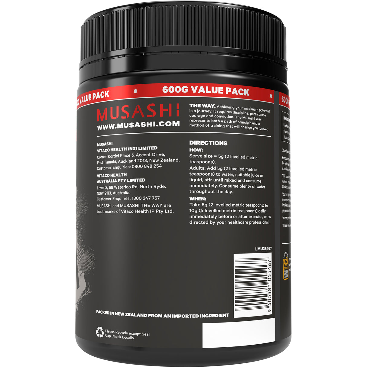 MUSASHI Creatine Unflavoured 600g