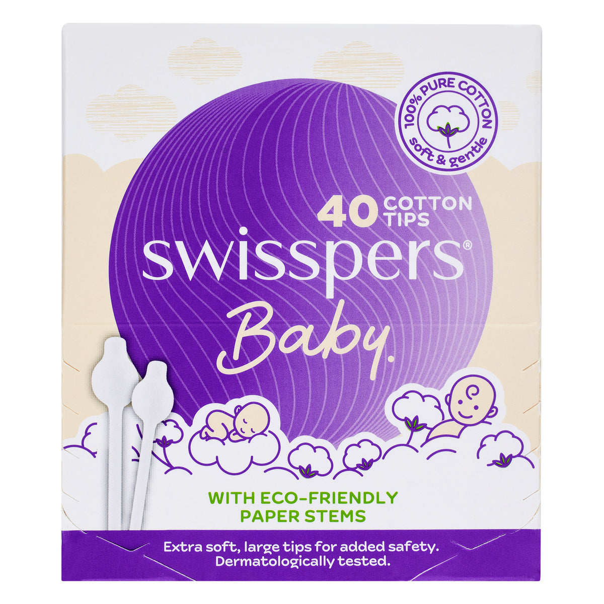 Swisspers Baby Paper Stem Cotton Tips 40's