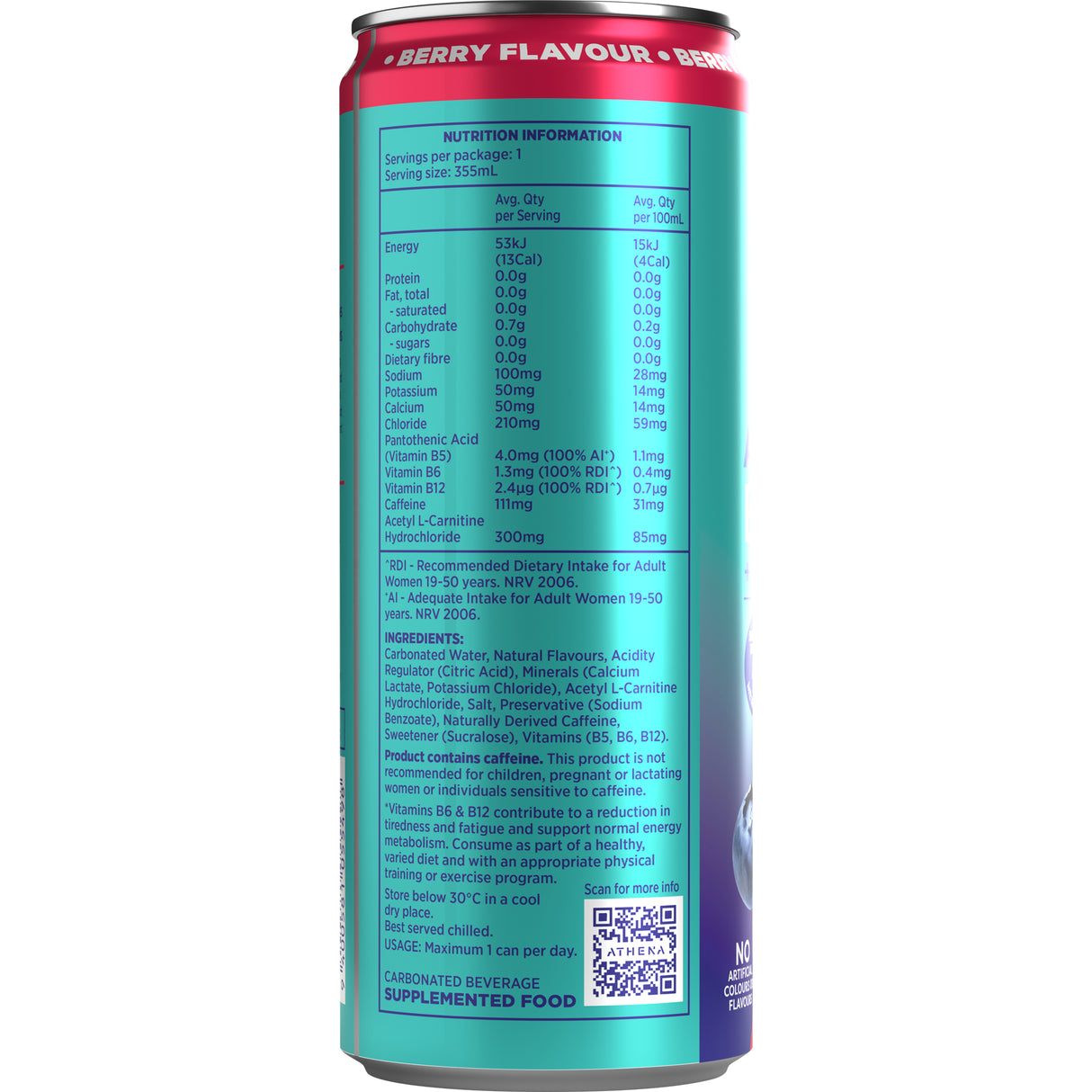 ATHENA Energy + Electrolytes Berry 355ml