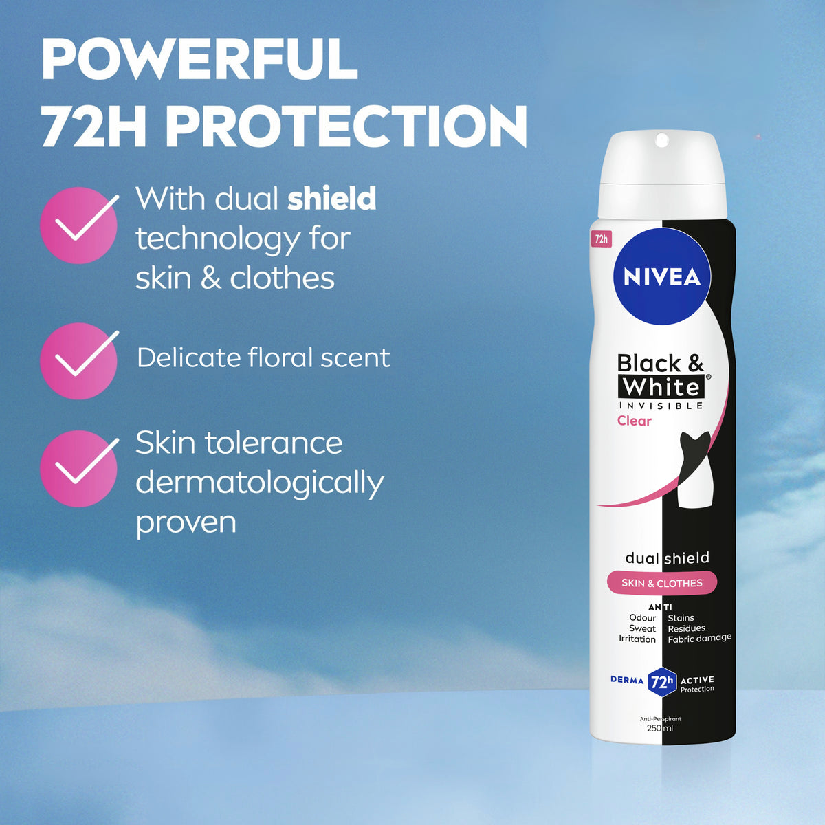 NIVEA Deo Aero Inv. B&W Clear 250ml