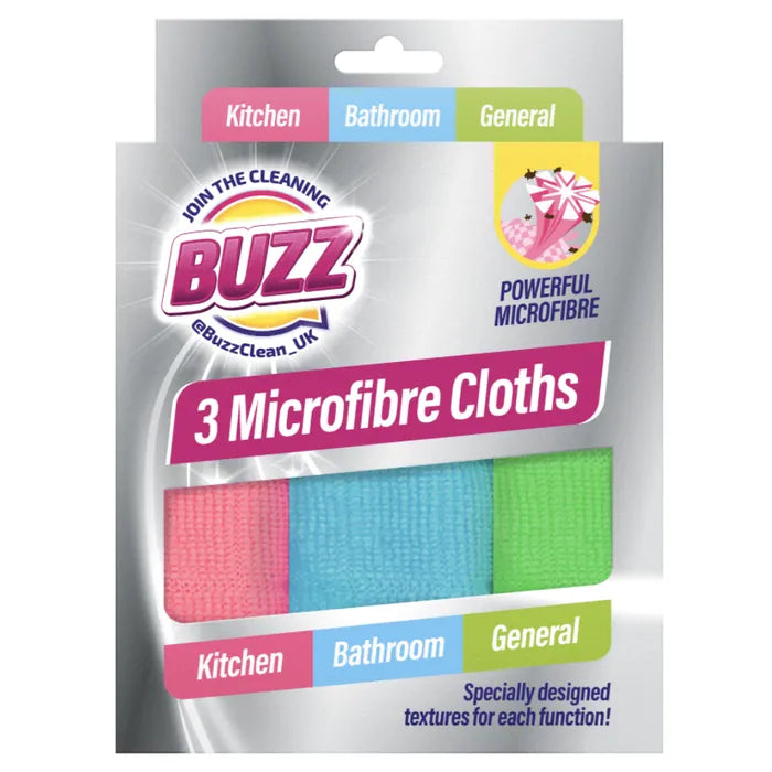BUZZ Microfibre CLOTHS 3pk