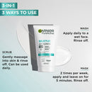 Garnier Pure Active 3 in 1 Wash, Scrub & Mask
