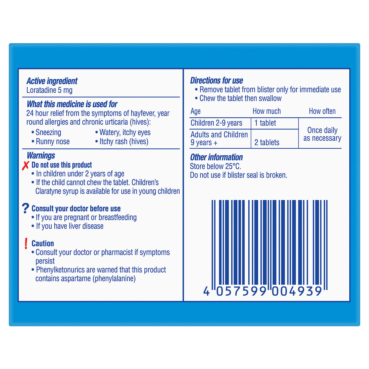 Claratyne Child Grape Tab 5mg 30s