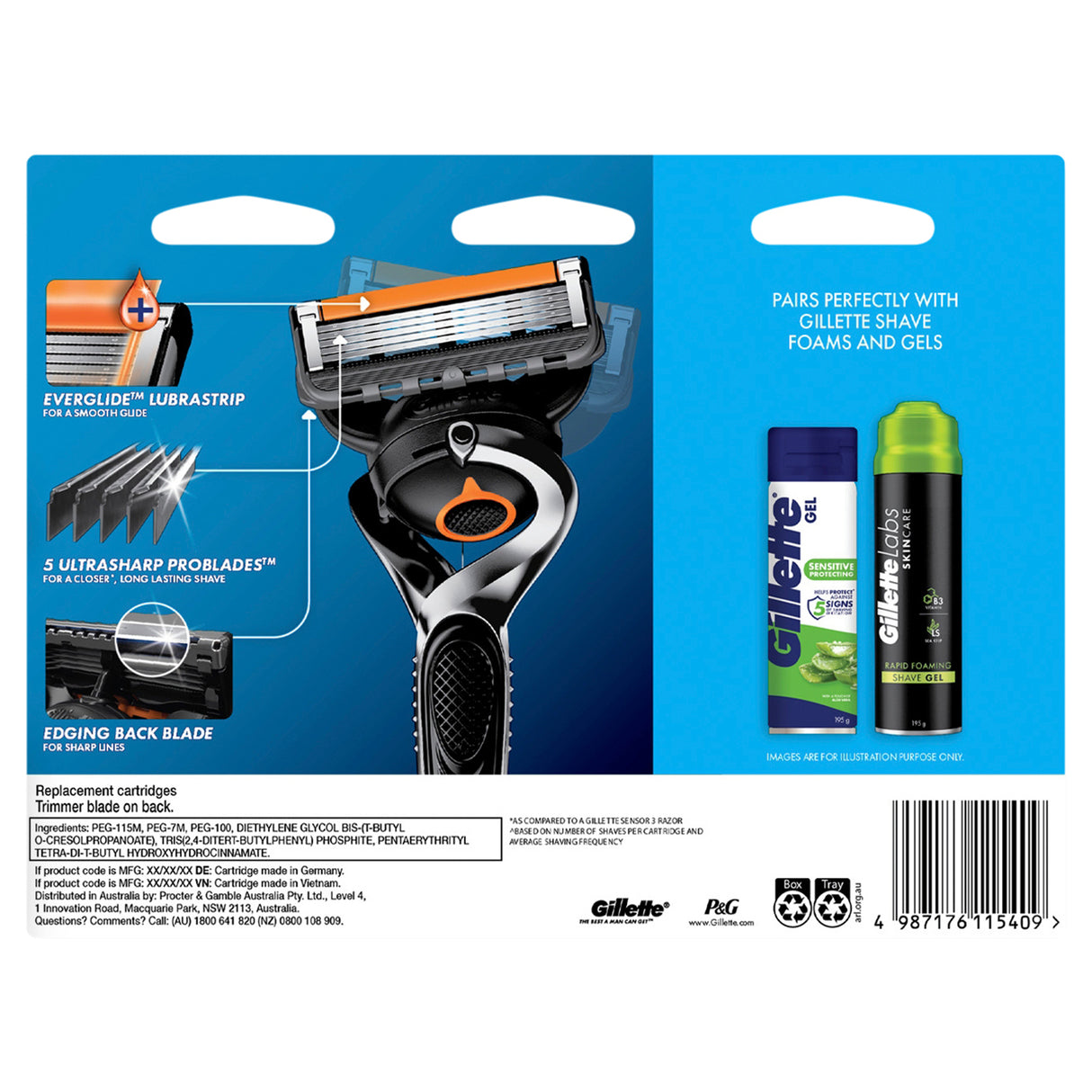 Gillette Fusion ProGlide Manual Razor Blade, 15 Count, Shave Care