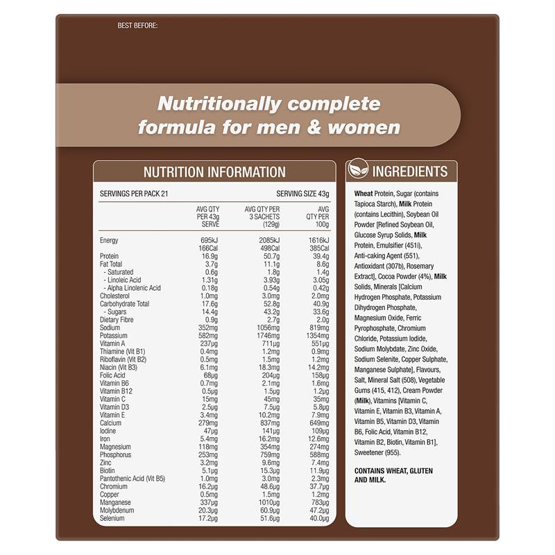 Optislim VLCD Meal Replacement Shake Chocolate 21 x 43g Sachets