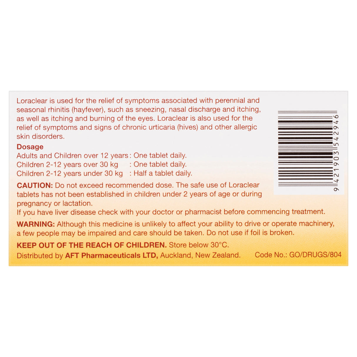 Loraclear Hayfever Tablets 10 mg 90 Tablets