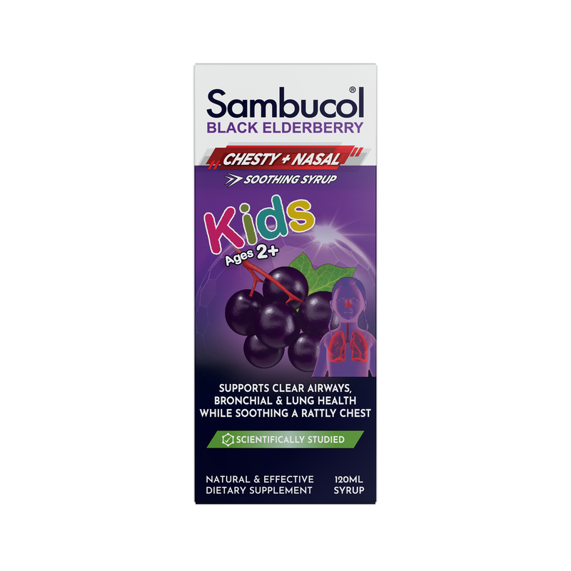 Sambucol Black Elderberry Kids Chesty + Nasal Soothing Syrup 120ml