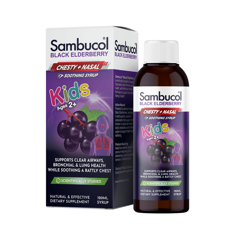 Sambucol Black Elderberry Kids Chesty + Nasal Soothing Syrup 120ml