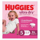 Huggies Ultra Dry Nappies Girls Size 5 (13-18kg) 64 Pack
