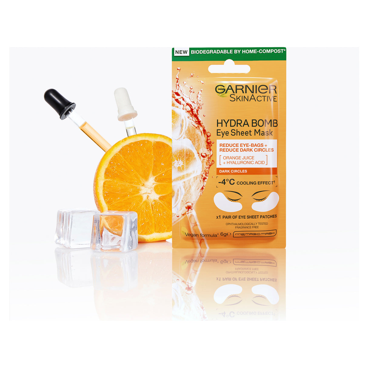 Garnier Hydra Bomb Hyaluronic Acid + Orange Extract Eye Sheet Mask 6g
