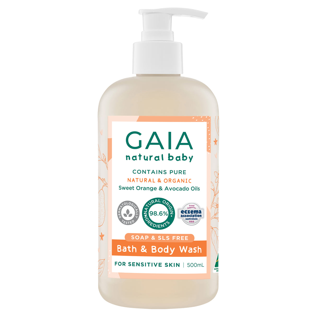 GAIA Natural Baby Bath & Body Wash 500ml