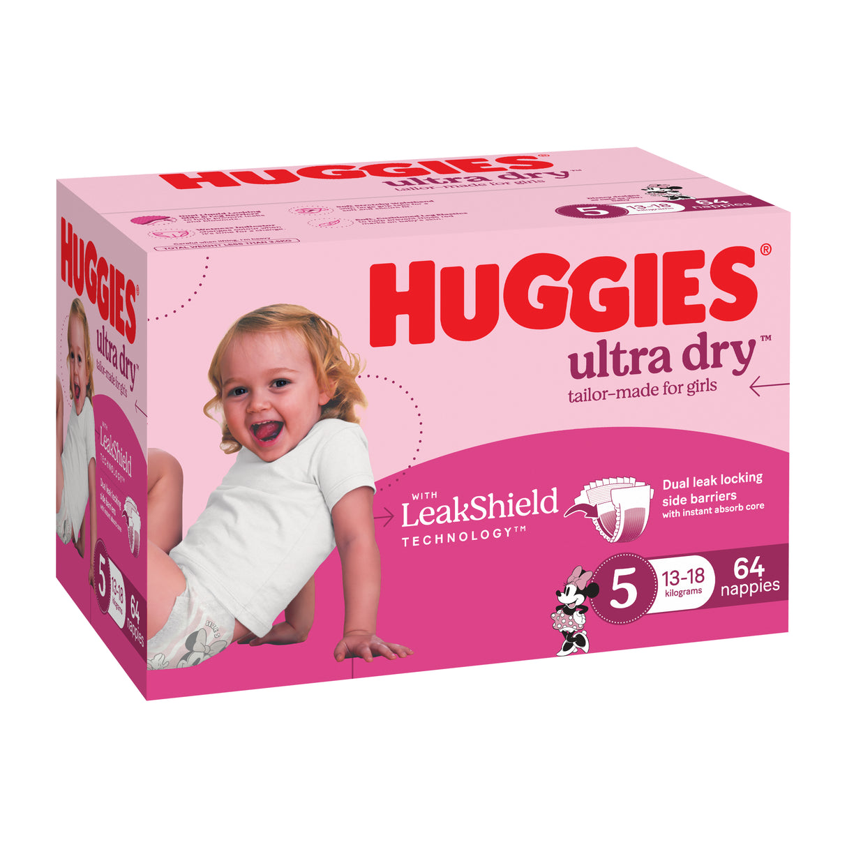 Huggies Ultra Dry Nappies Girls Size 5 (13-18kg) 64 Pack
