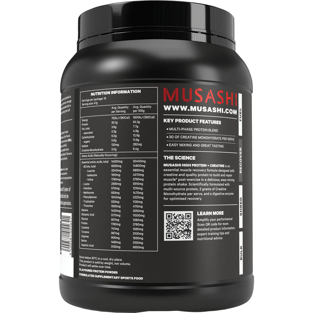MUSASHI High Protein + Creatine Vanilla 900g