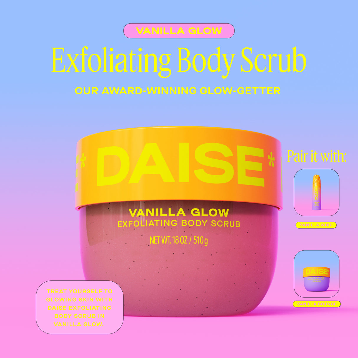 DAISE Exfoliating Body Scrub in Vanilla Glow, 18 oz/510 g