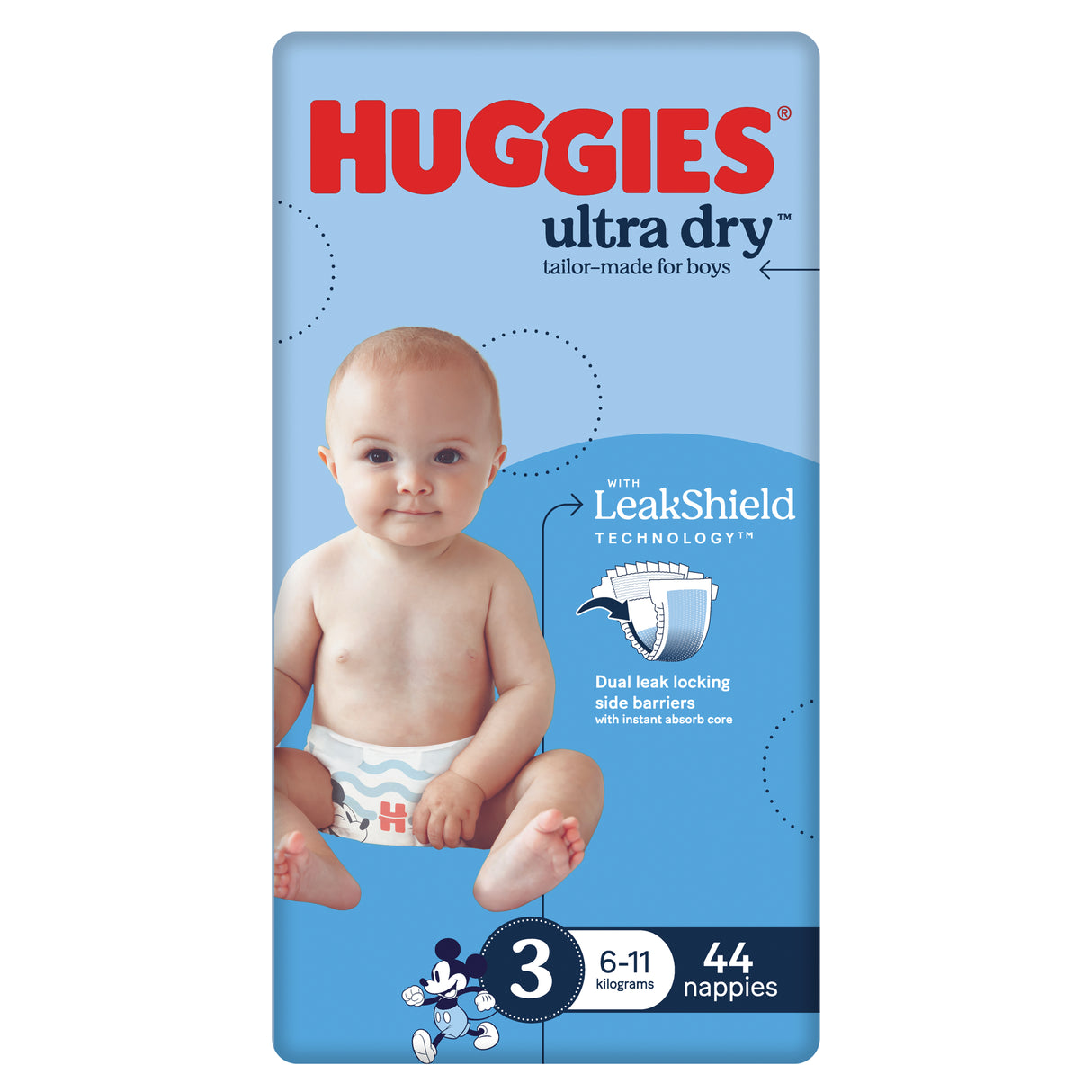 Huggies Nappy Size 3 Boy 44 Pack