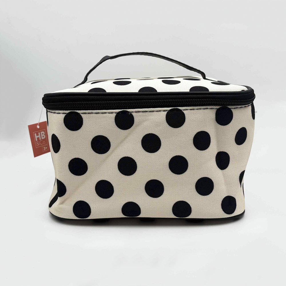 HB&Co Cosmetic Make Up Bag Large Spots White