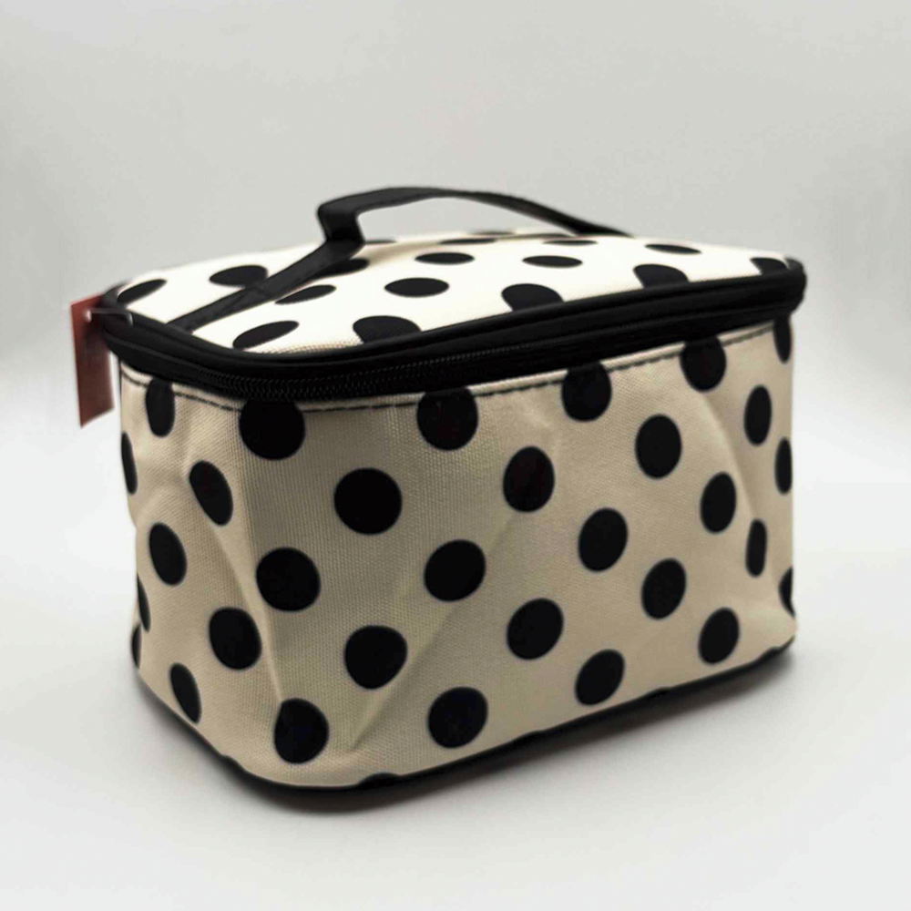 HB&Co Cosmetic Make Up Bag Large Spots White