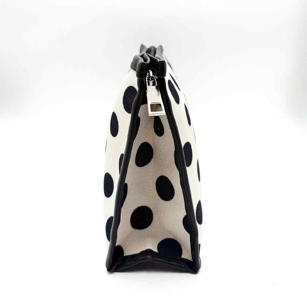HB&Co Cosmetic Make Up Bag Spots White