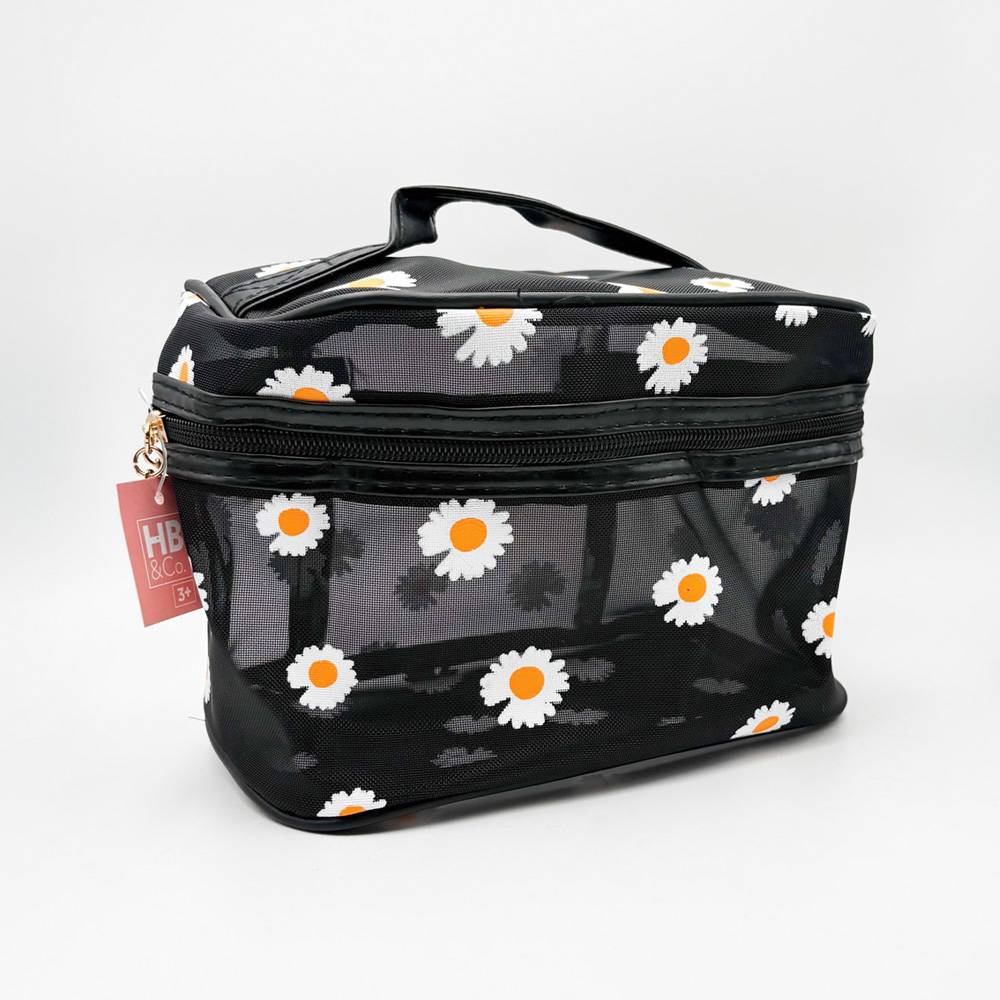 HB&Co Cosmetic Make Up Bag Large Sheer Flower