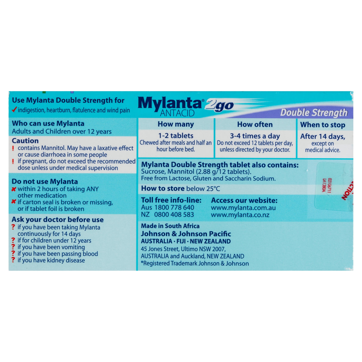 Mylanta 2Go Antacid Double Strength Tablets Lemon Mint 48 Pack