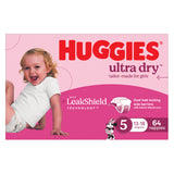 Huggies Ultra Dry Nappies Girls Size 5 (13-18kg) 64 Pack