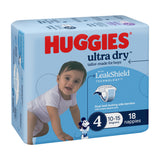 Huggies Ultra Dry Nappies Boys Size 4 (10-15kg) 18 Pack