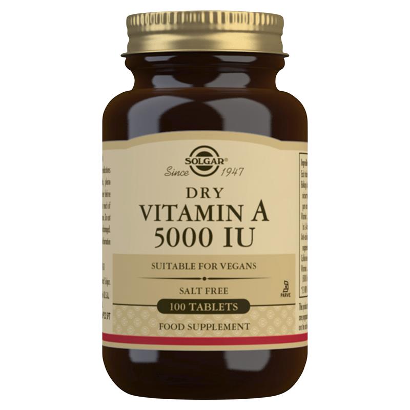 SOLGAR Dry Vitamin A 5000iu Tabs 100pk