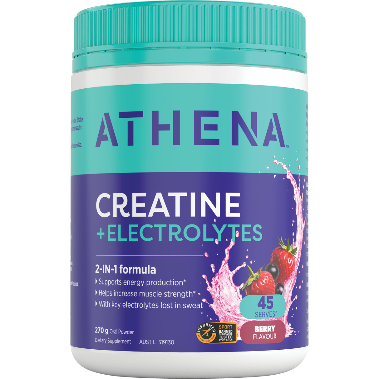 ATHENA Creatine + Electrolytes Berry 270g