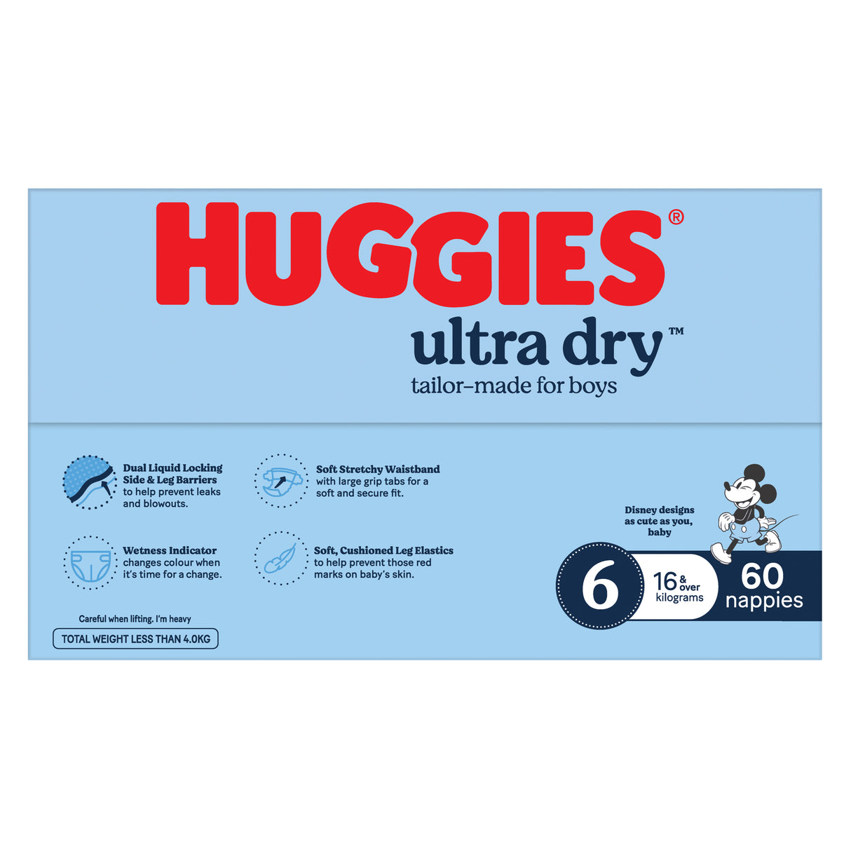 Huggies Ultra Dry Nappies Boys Size 6 (16+kg) 60 Pack