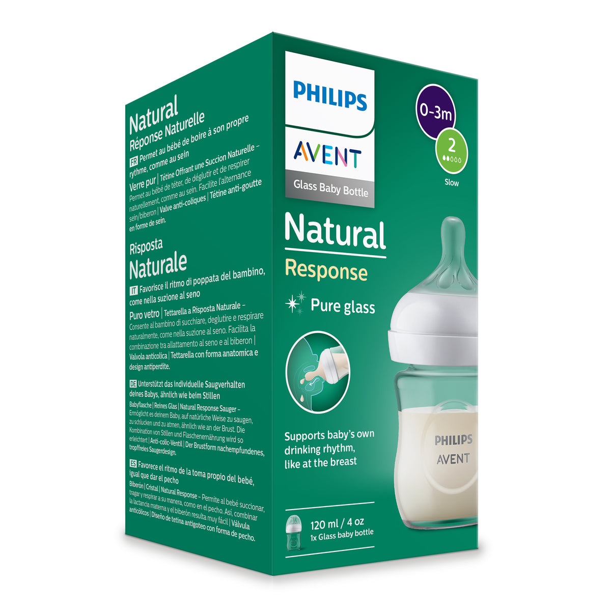 Philips Avent Natural Response 120 mL Glass Bottle