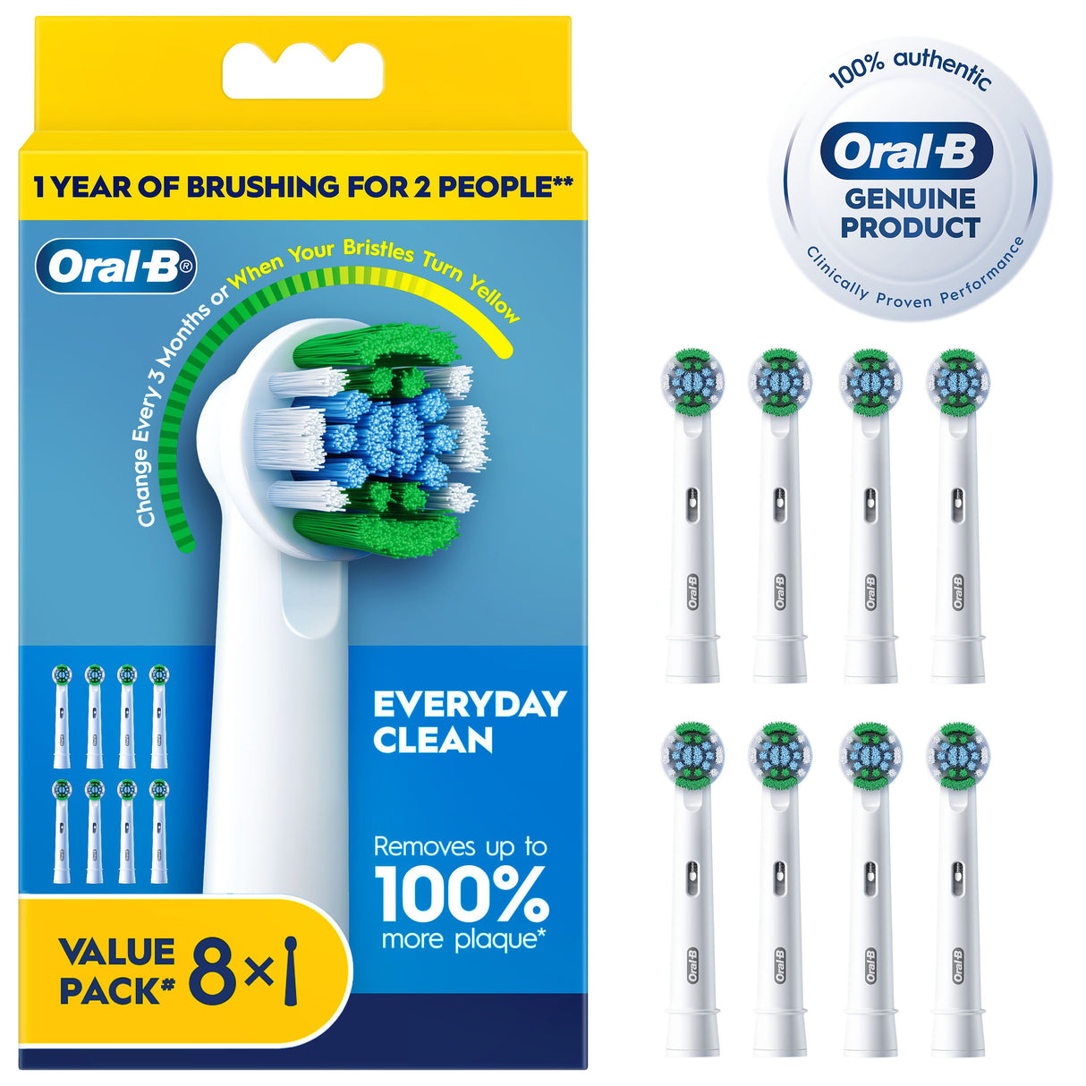 ORAL B Everyday Clean Replacement Brush Head 8pk